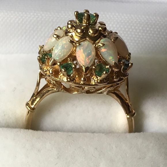 Franklin Mint Jewelry Franklin Mint 4k Emeralds Opals Gold Ring